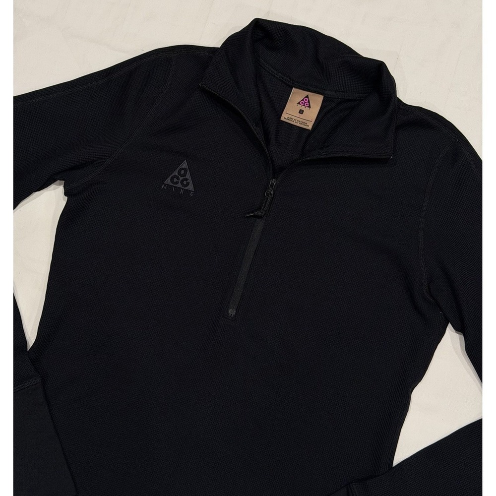 NIKE ACG THERMAL LONG SLEEVES 1/2 ZIP‎ PULLOVER CD7664-010 BLACK SIZE LARGE
